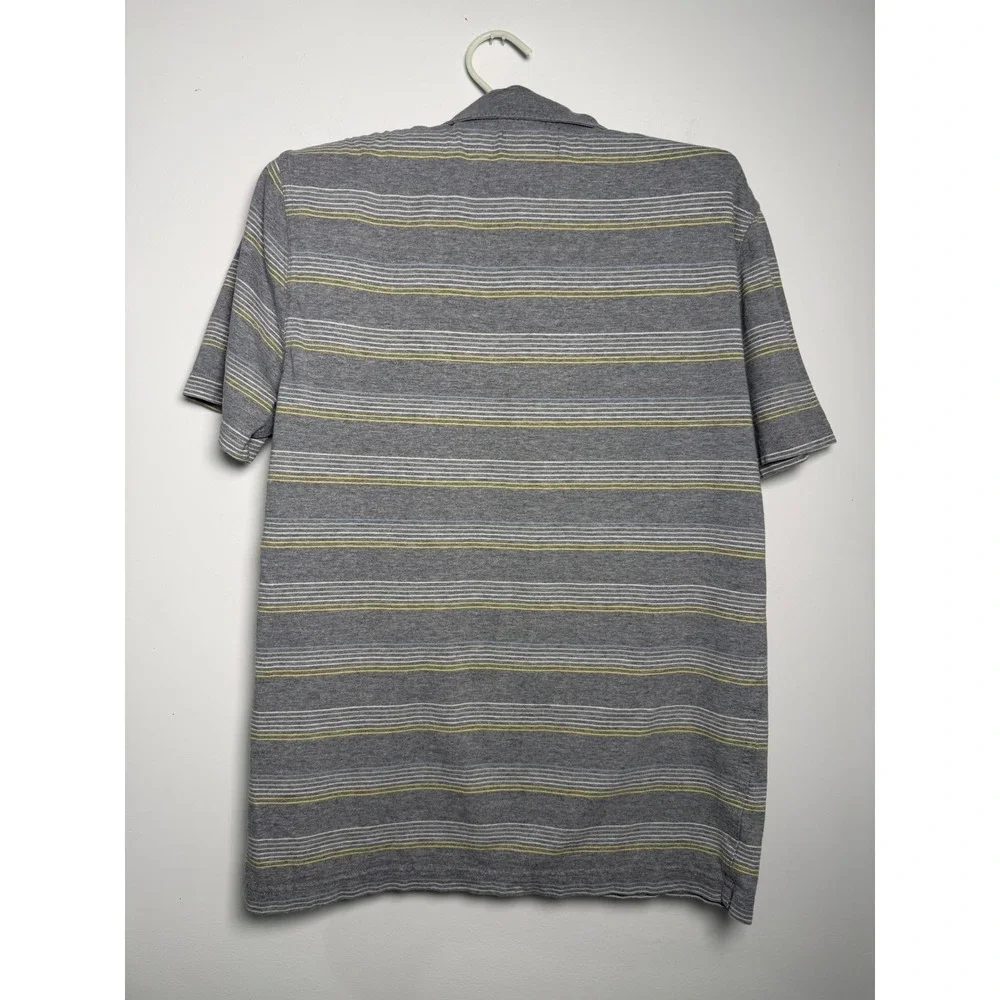 Banana Republic Mens Gray Striped Cotton Polo Shirt Size S Short Sleeve Casual